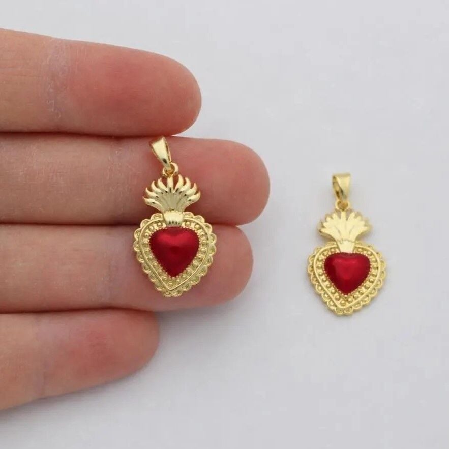 Kırmızı Mineli Kalp Kolye Ucu
