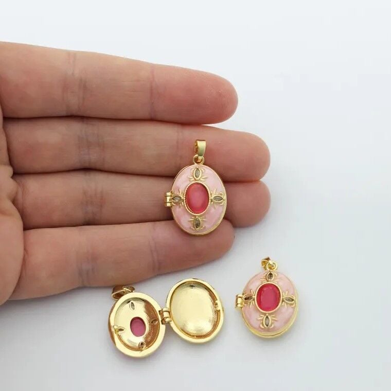 Pembe Mineli Açılır Çerçeve Takı Ucu