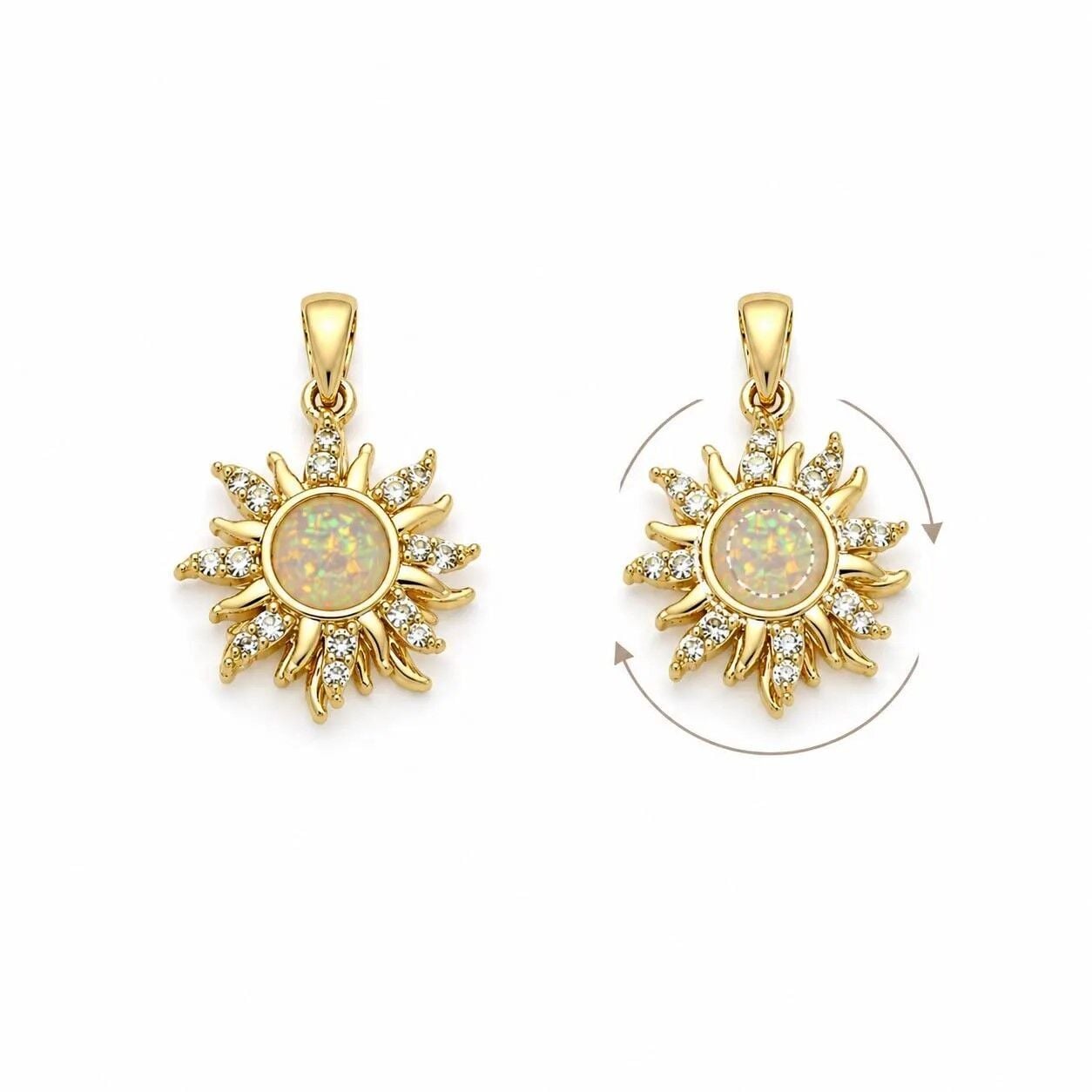 Opal ve Zirkon Taşlı Güneş Kolye Ucu